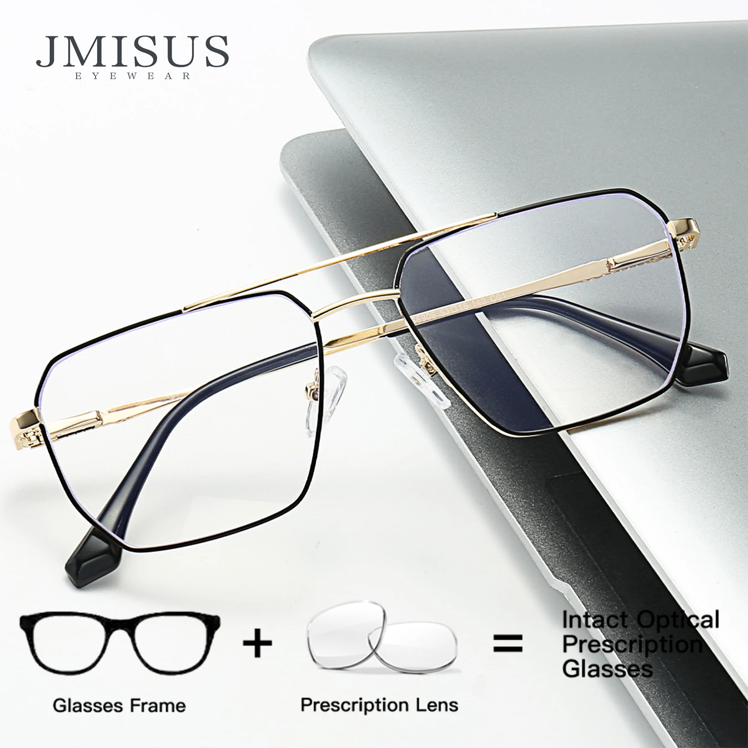 

JMISUS Retro Square Progressive Prescription Glasses Aviator Myopia Eyewear Anti Blue Light Optical Eyeglasses for Man