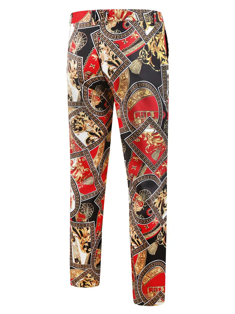 Men's Slim Fit Printed Trousers Casual Long Pants mid Waist Youthful Sle Versatile Ocns Non-Brand Summer Leisure Wear