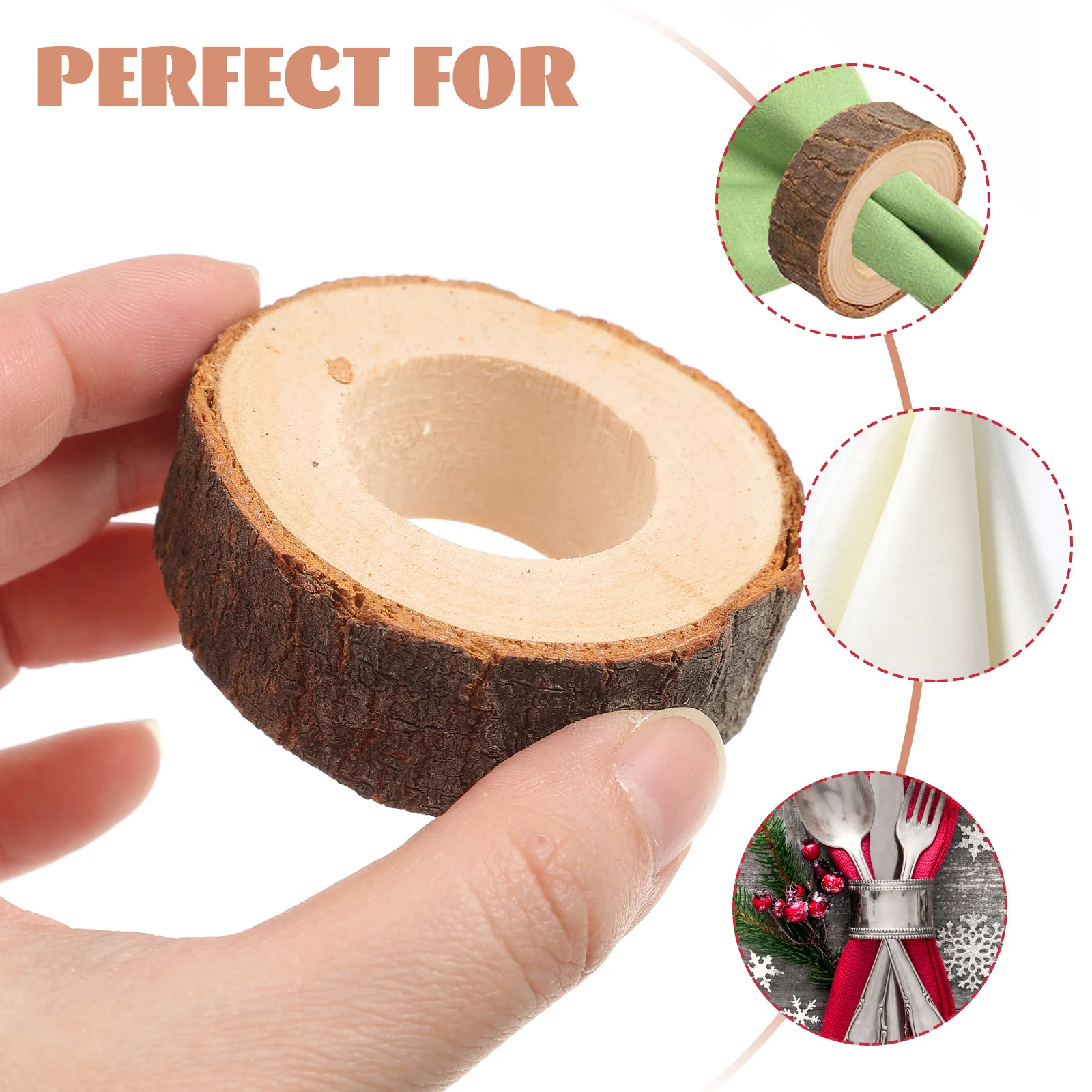 

10pcs Wooden Napkin Rings Natural Unfinished Wedding Table Decor Circle Pendants Banquet Party Craft Sewing Supplies