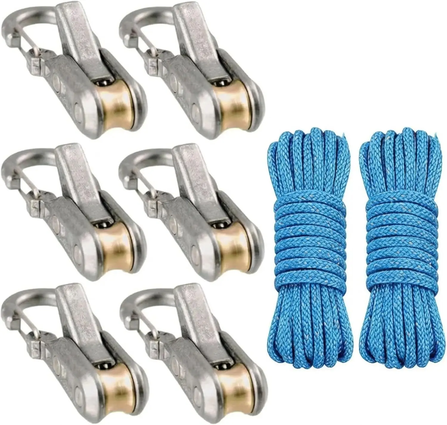 Rope Roller 6 Pack, Stainless Steel Cord Tightening Tool with Roller Cam Buckle for Paracord, Camping Tent Lines, Outdoor Gear