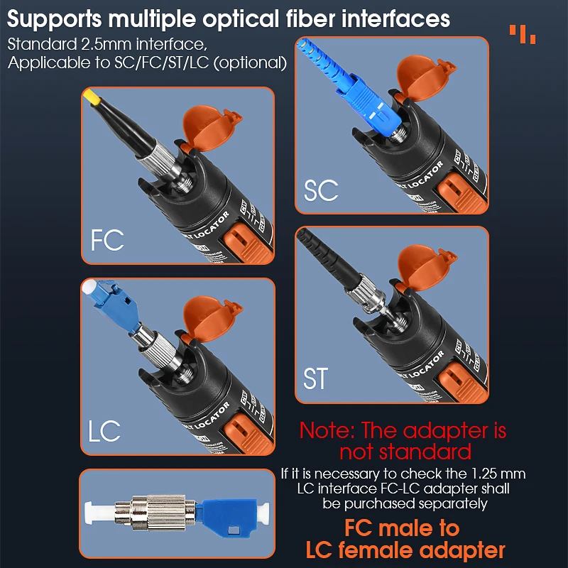 10mW Visual Fault Locator Optical Fiber Cable Testrer SC/FC/ST 2.5mm Interface FTTH Fiber Optic Test Tool Pen Style VFL