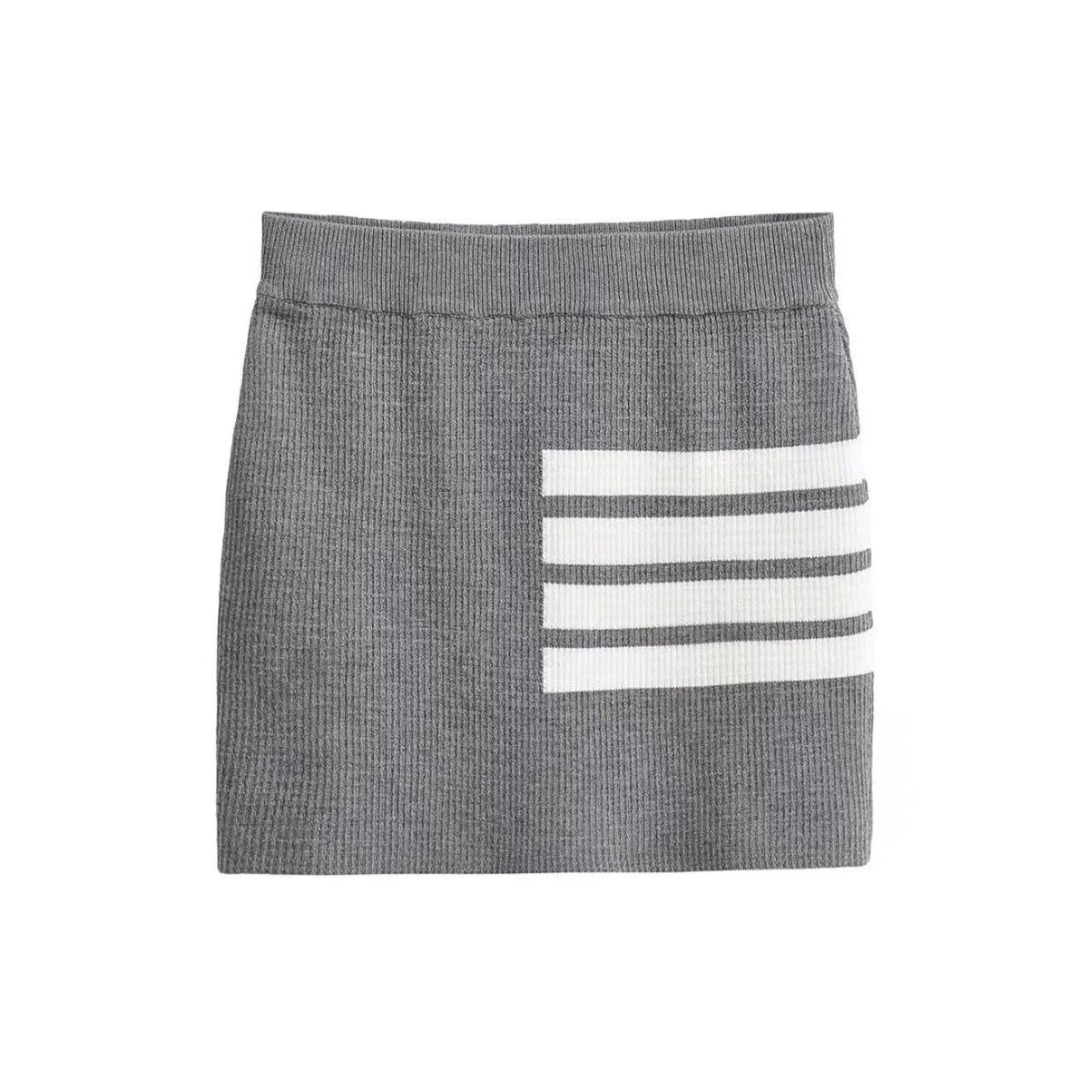 Frühling Sommer Abnehmen Hohe Taille Gestrickte Rock Gestreiften Akademischen Sle Bein Verlängerung ort Rock für Junge Frauen