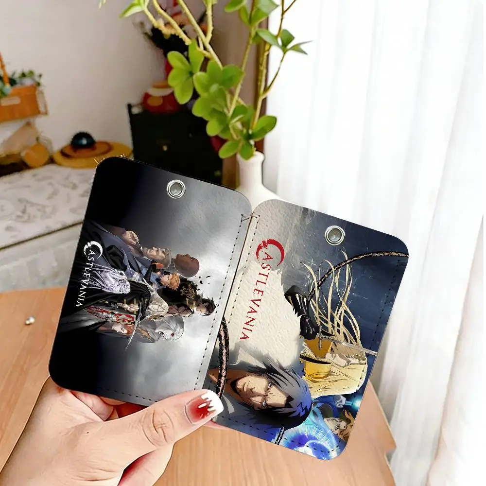 Castlevania Anime Game PU Soft Leather Rectangular Key Card Holder Induction Elevator Protection Cover Youth Faion Accory