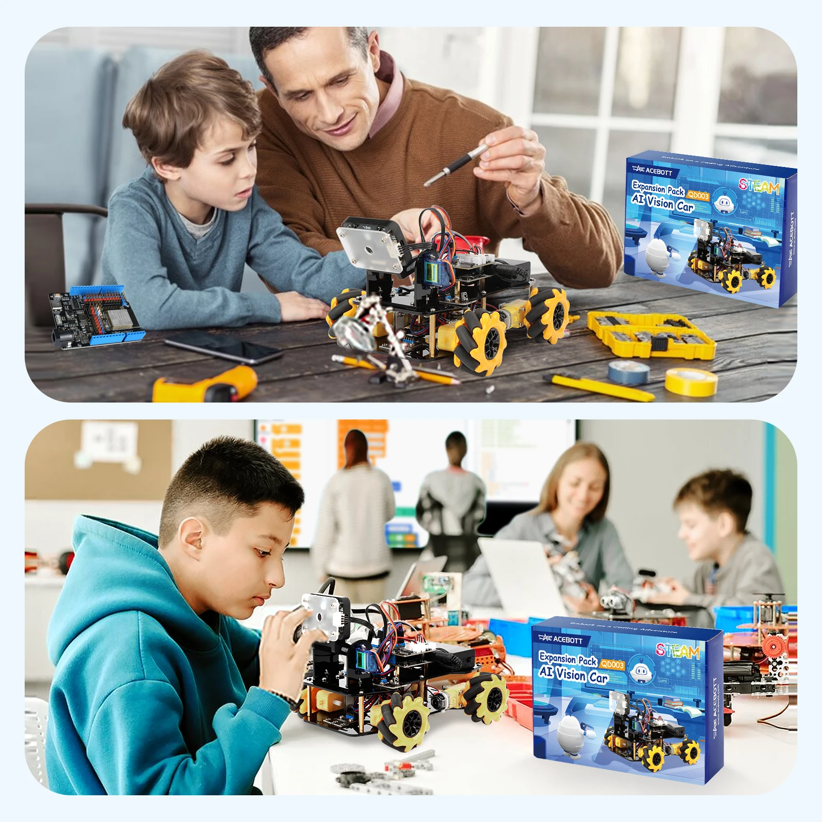Picture 7: Stem Educational Learning Toy Set School Children Kid Adults Starter Coding DIY With Camera AI Smart Robotic Car Kit for Arduino