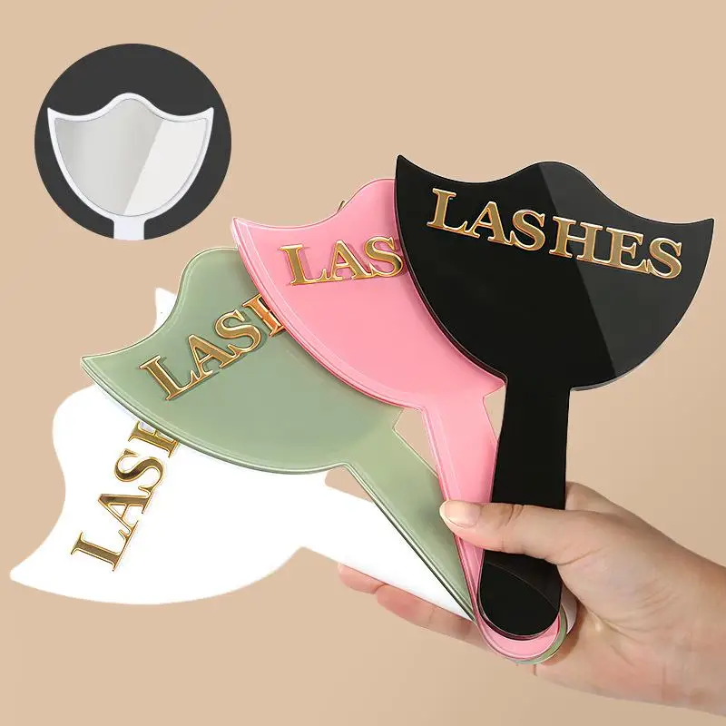 プロのまつげエクステンションミラー、ハンドル付き、精密なまつげエクステとメイクアップサロンの装飾、まつげ技術者用写真小道具