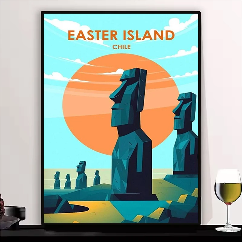 

EASTER ISLAND CHILE Moai Poster Interior Posters Room Decor Man Picture on the Wall Decoration Items For Home Coffee House Bar