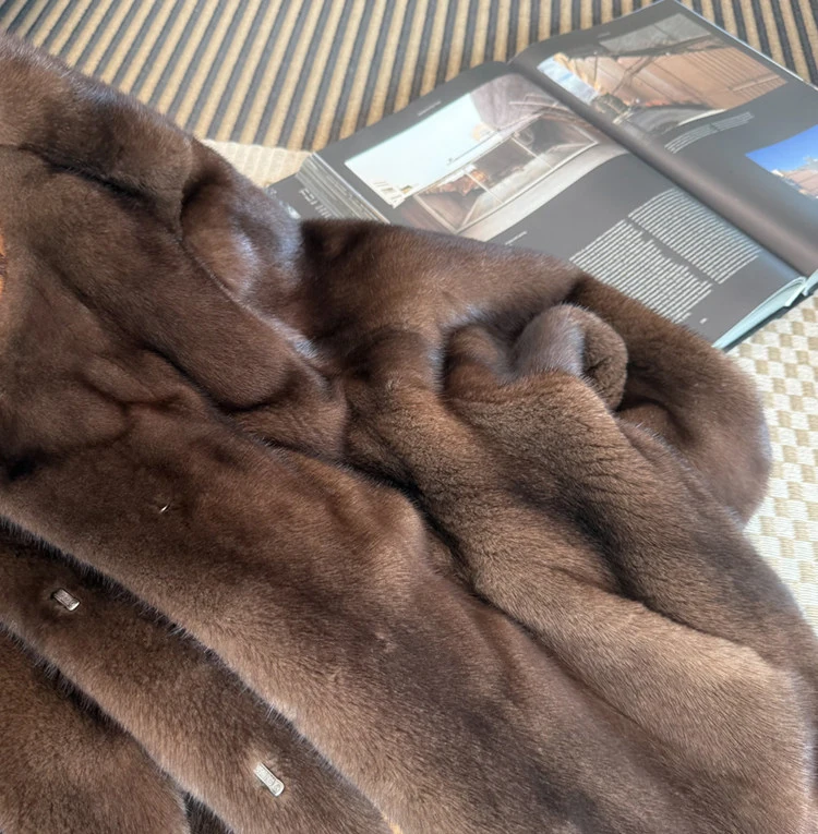 Lautaro Autumn Winter Brown Thick Warm Soft Faux Mink Fur Coat Women Lantern Sleeves Elegant Luxury Chic Fluffy Jacket 2026