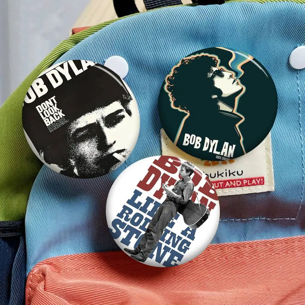 Classic Singer B-Bob D-Dylan Creative Pins Funny Smiley Faces Round Snap-in Brooch Badge Backpack Hat Accessories Jewelry Gifts