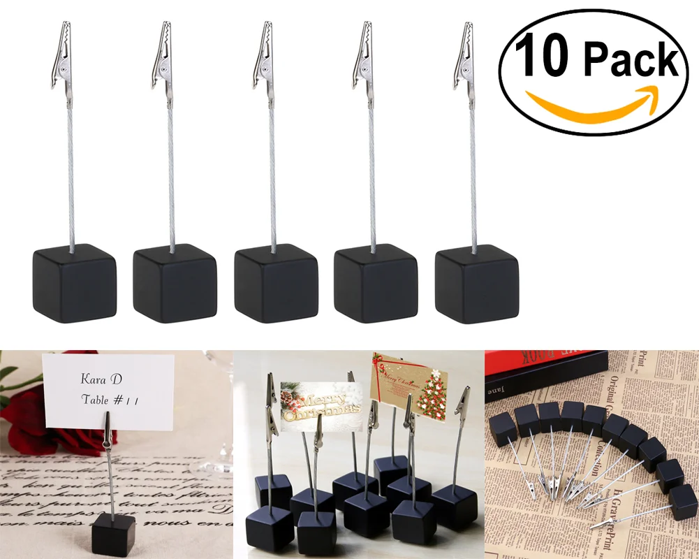 NUOLUX 10pcs Cube Base Memo Photo Holder Paper Note Clip (Black) Memo holder Photo clip Paper clip