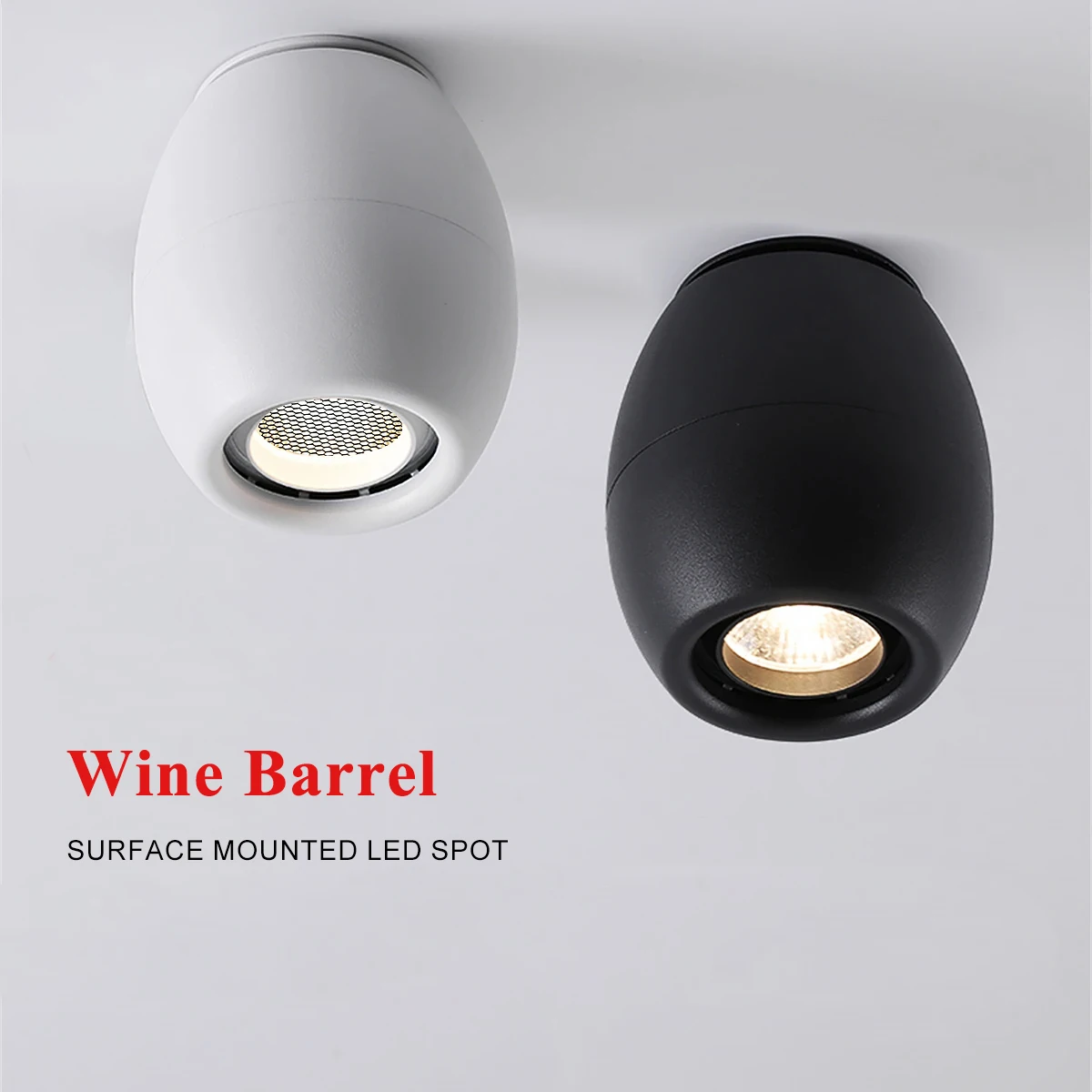 

Vintage Surface Mounted LED Downlight Wine Barrel Lamp White Black 110V 220V Ceiling Light Bee Net Anti Glare Spotlight Dimmable