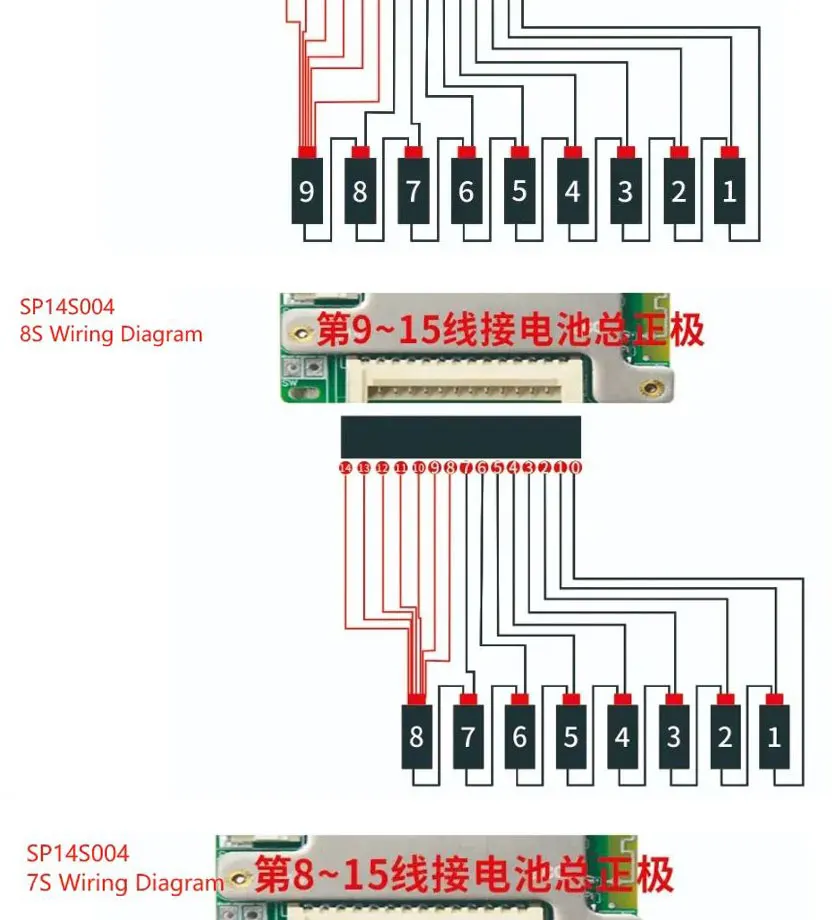 JBD Smart BMS 7S 8S 9S 10S 11S 12S 13S 14S 24V 36V 48V 20A 30A 40A 50A Integrierte BT UART Li-Ion NMC LiFePo4 BMS Balance Board – Detail 15