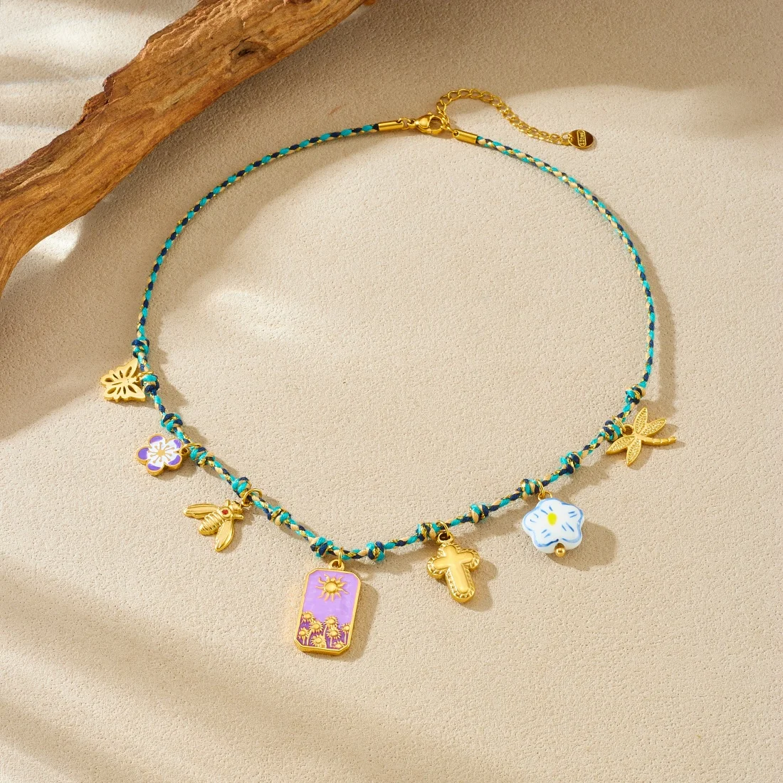 XIYANIKE 316L الفولاذ المقاوم للصدأ الحشرات اليعسوب فراشة النحل زهرة الصليب قلادة قلادة المرأة العصرية الملونة حبل سلسلة عنق #3