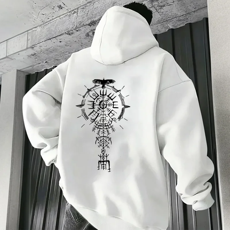 الرجال مقنعين البلوز الخريف الشتاء عادية رياضي هوديي عالية الجودة القديمة فايكنغ الغراب نمط معاطف الذكور الحضرية بلوزات على الموضة