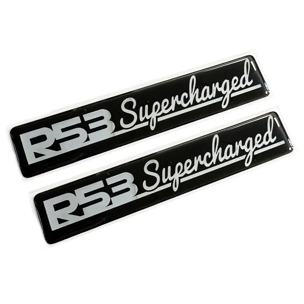 2pcs R53 Supercharged Signature Chrome 3D Domed Gel Sticker Badges for Mini Cooper S