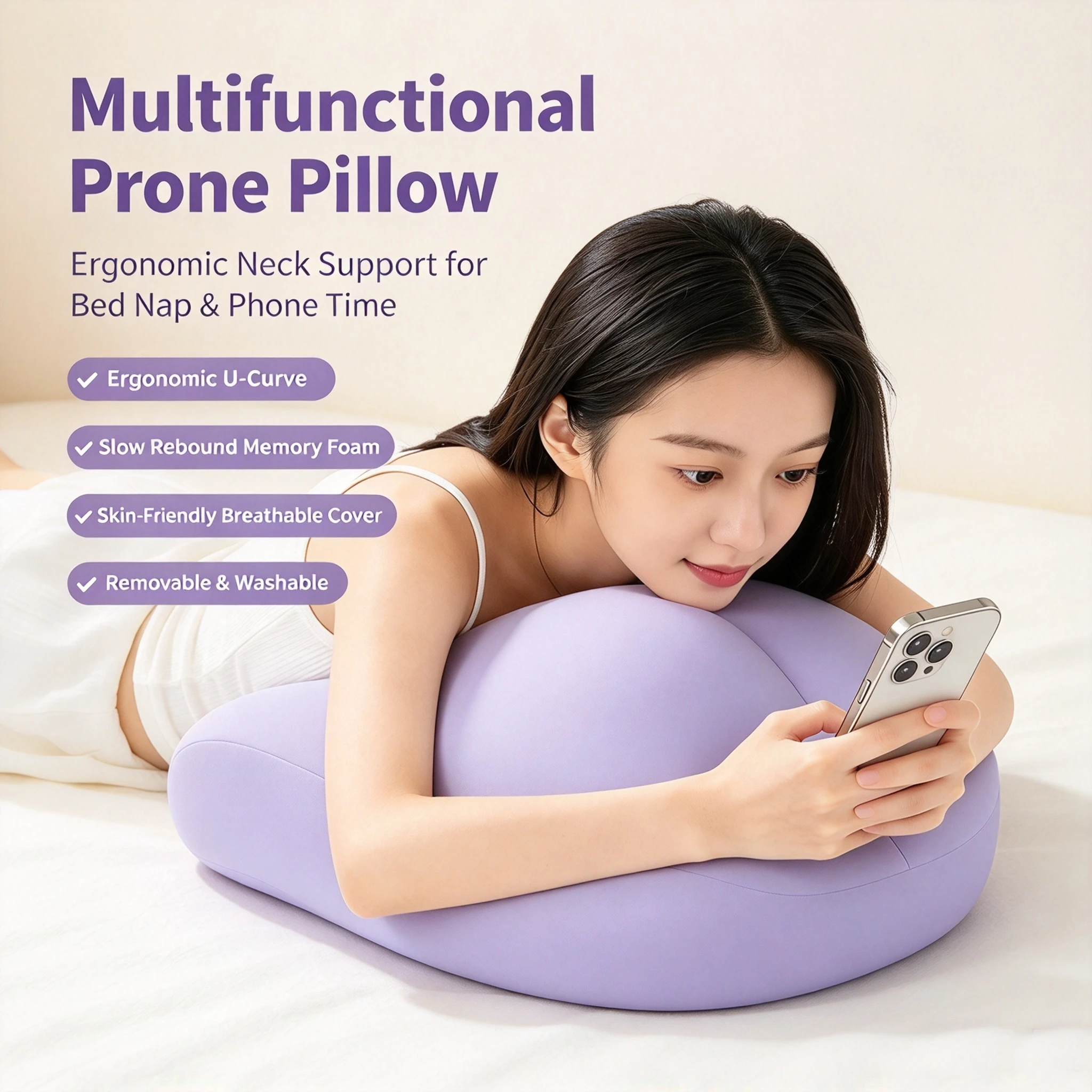 3D Hip-shaped Pillow Memory Foam Neck Chest Cushion Creative Fun Face Down Pillow Cushion Soft Comfortable for Stomach Sleeping