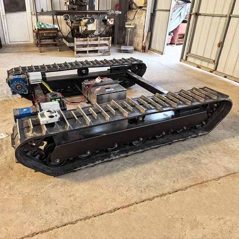 Customizable Steel Track Chassis, Motorized Rubber Track Chassis, Adjustable Size Engineering Version
