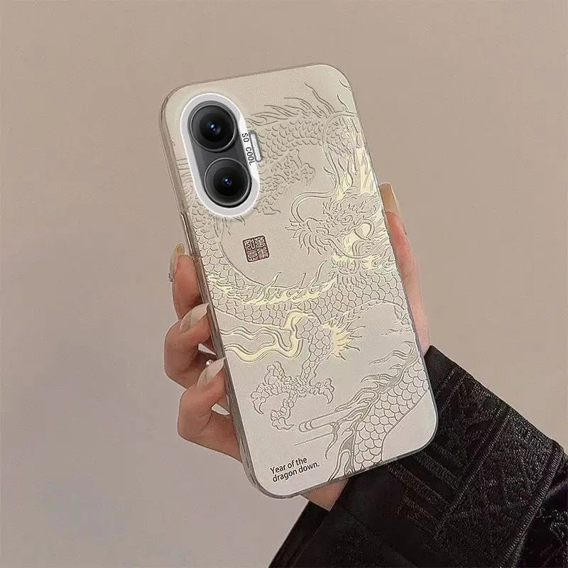 Etui Pancerne z Matowym Wzorem Smoka na Xiaomi Poco F7 5G, Ochronna Obudowa Tylna na Xiaomi Poco F7 F 7 f8 ultra pro PocoF7, Odporne na Wstrząsy Funda — zdjęcie produktu 5