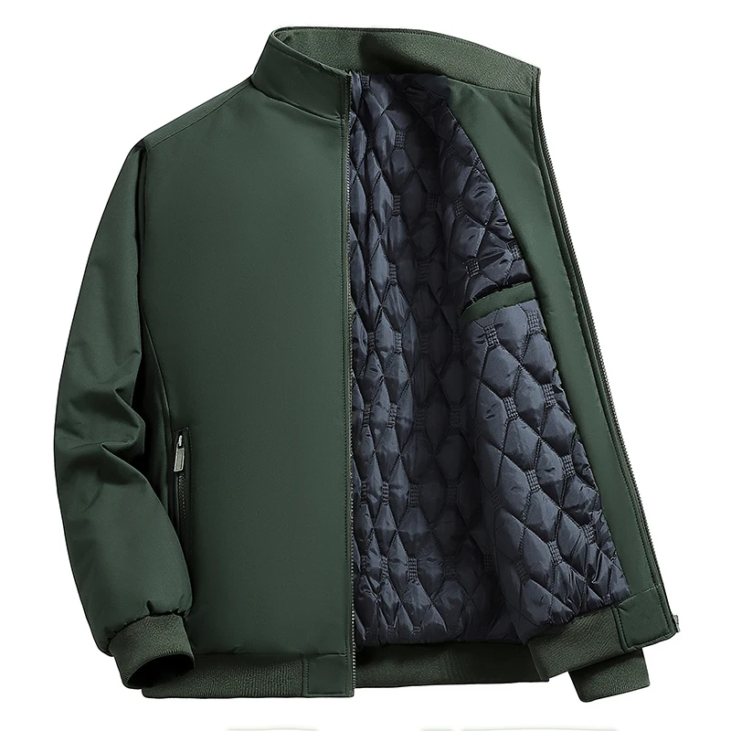 Fahrradjacke, Winter, lässig, modisch, sportlich, dicker Mantel für ältere Menschen mittleren Alters, Stehkragen-Oberteil für Frühling und Herbst