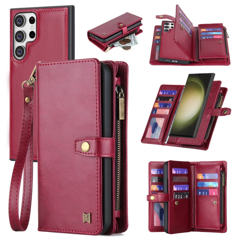 Applicable to SamsungS24UPhone Case CoverS23Series Mobile Phone Multi-Function Wallet Card InsertS22Magnetic Phone Case