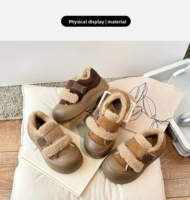 2026 Winter Neue Kinderschuhe Mädchen Koreanischer Stil Lammwolle Mädchen Baumwollschuhe Verdickte Samt-Warme Anti-Kick Fell-Schuhe – Detail 7