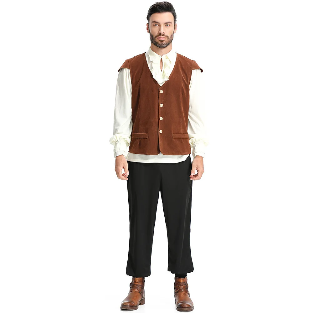 Halloween Costumes: Renaissance Victorian Era Ruffles Medieval Pirate Knight Men's Uniform