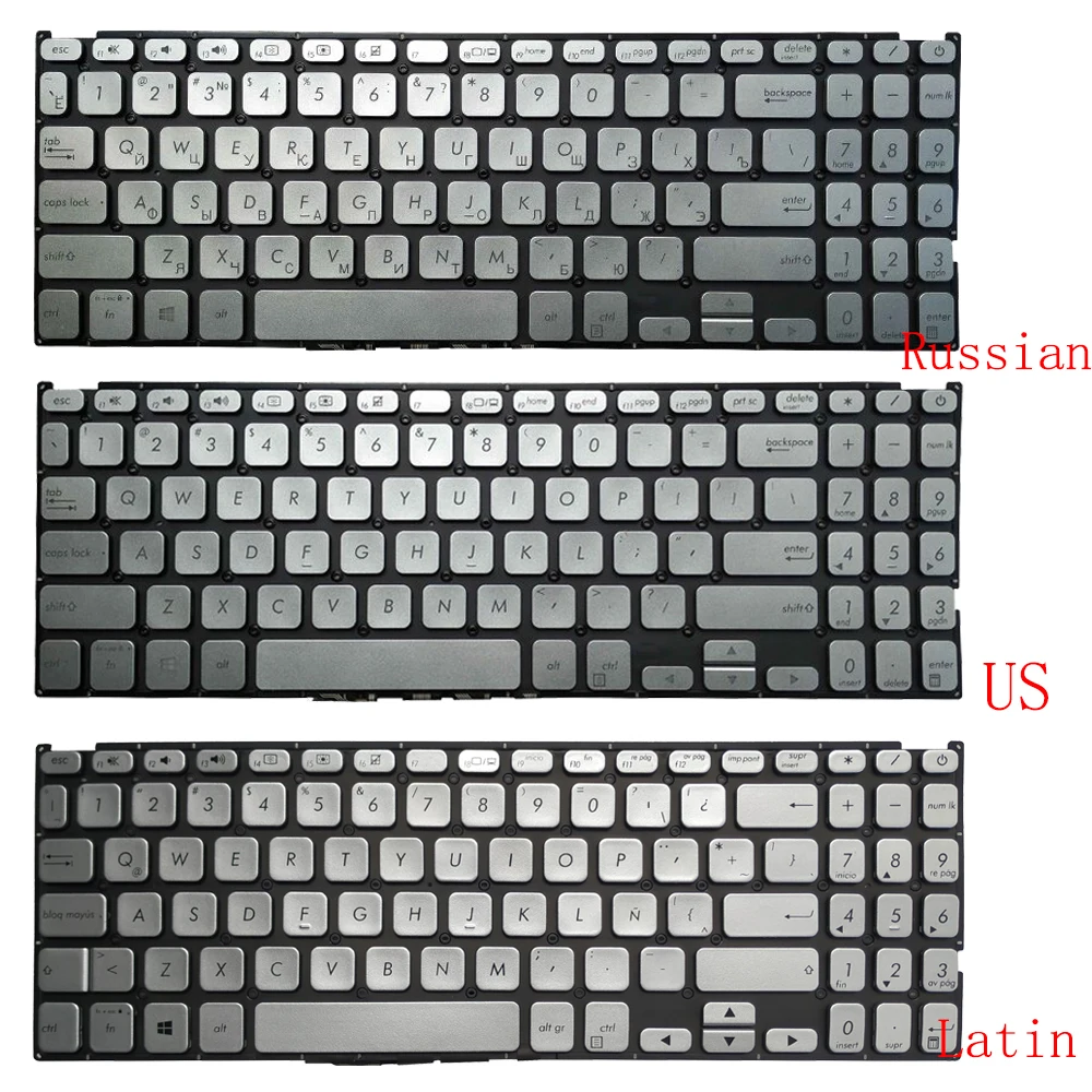 Laptop Russian/US/Latin Keyboard for ASUS vivobook X512 X512FA X512DA X512UA X512UB F512DA F512DA-WH31 F512FA-AB34 F512UA Silver