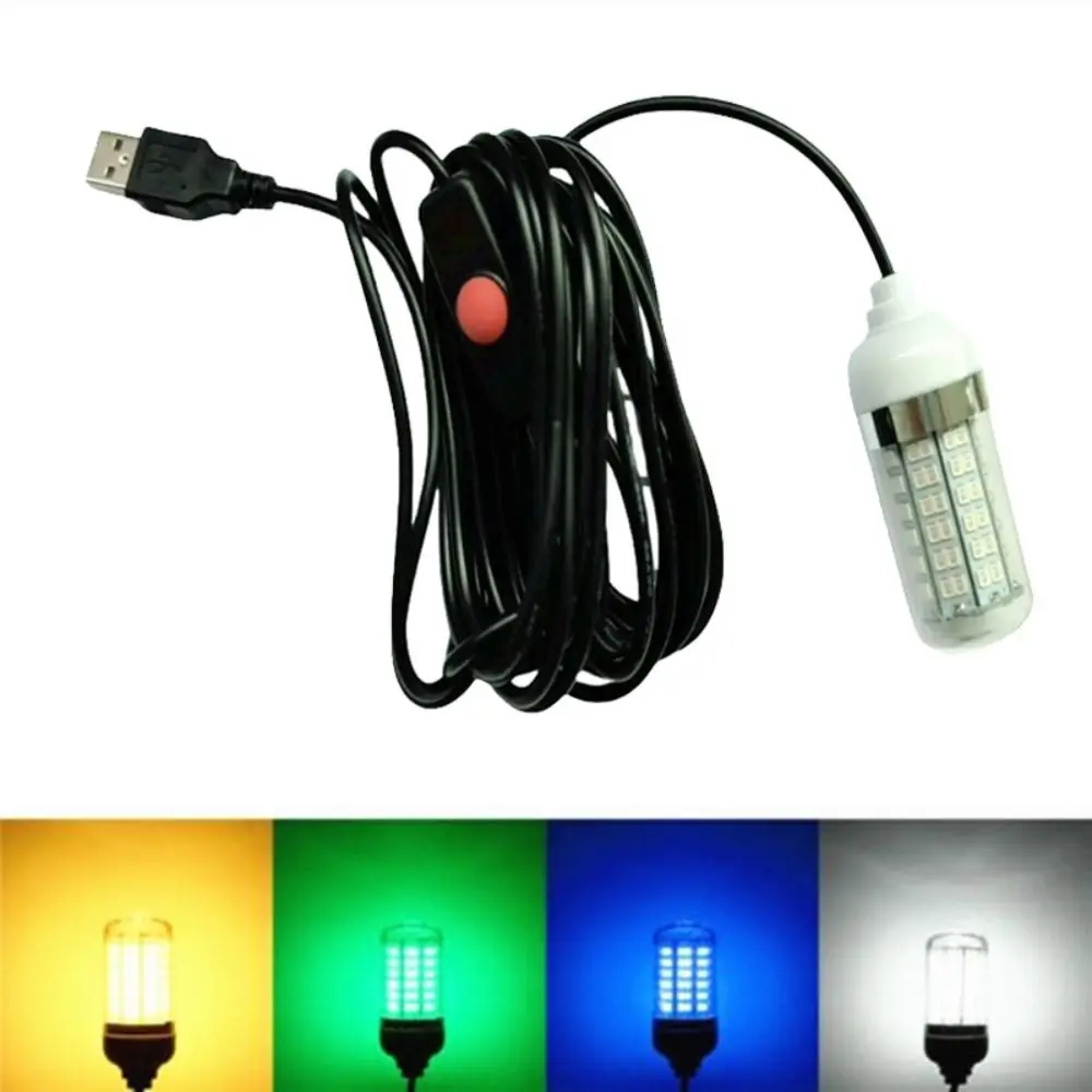 

5V USB Underwater Fish Lure Lamp 4 Colors Lights IP68 Waterproof Fish Attractor Lamp Multi-functional Portable