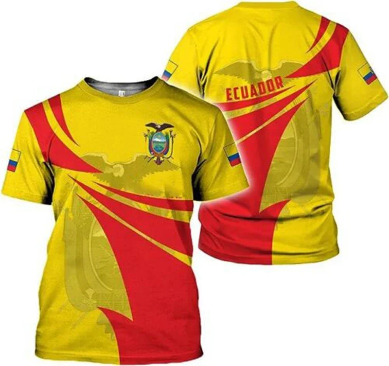 2024 صيف جديد حار الإكوادور ثلاثية الأبعاد مطبوعة تي شيرت رجالي عادية موضة العلم حجم كبير فضفاض مريح تنفس #2