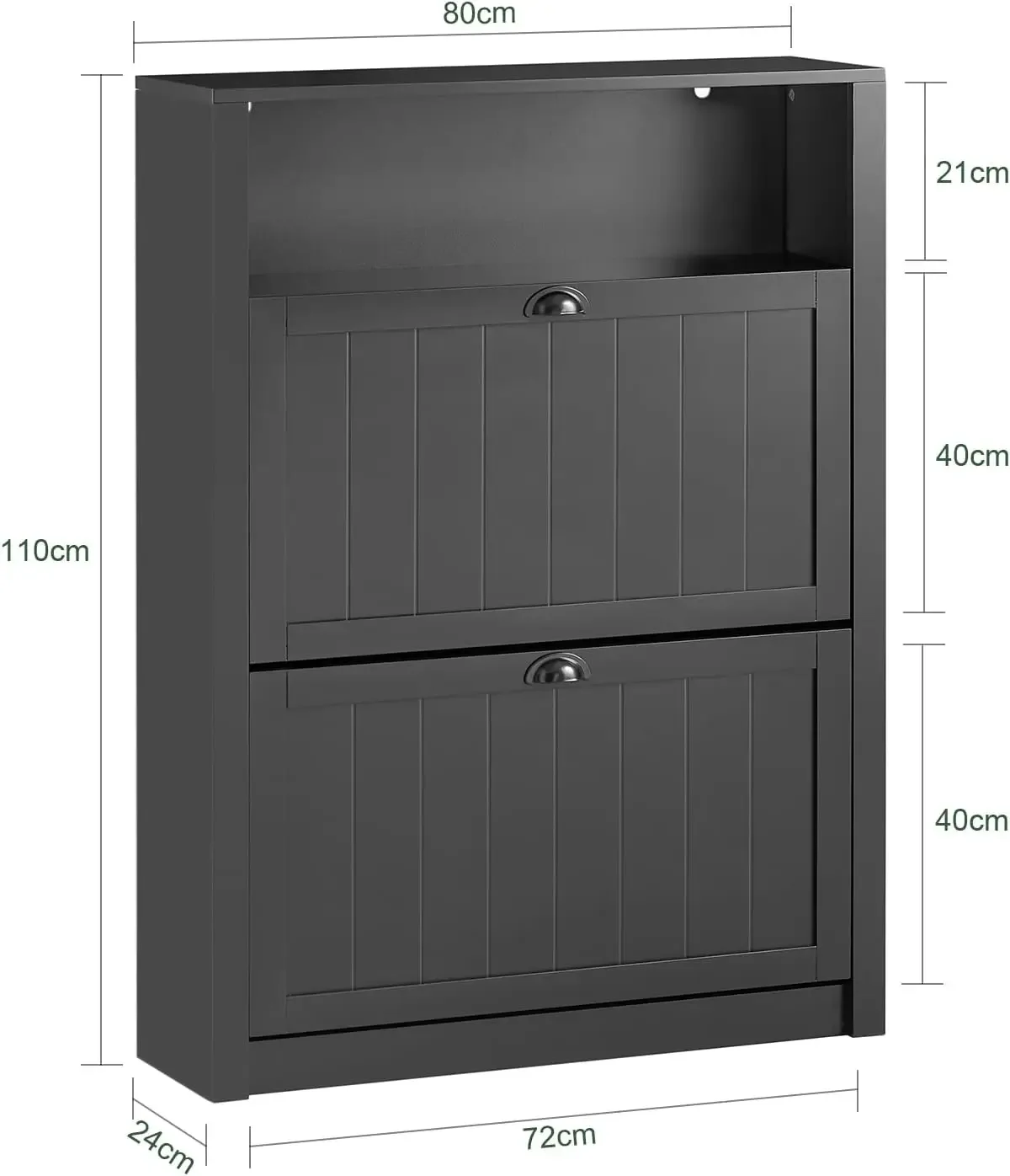 Shoe Cabinet, Shoe Storage Cabinet Organizer with 2 Flip-Drawers, Slim Shoe Rack, Black, FSR87-SCH, 9.4