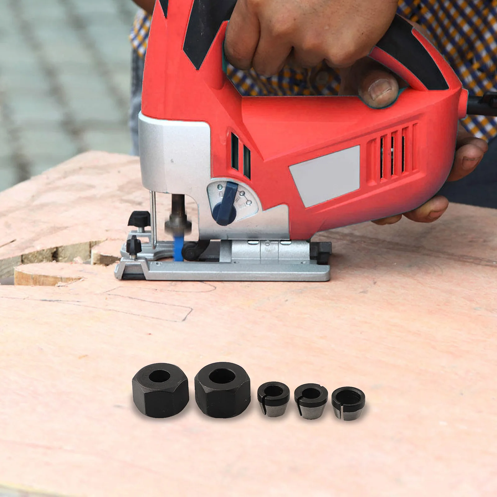 5 pz/set 6/6.35/8mm Fresa Pinza Adattatore Incisione Guarnizioni Macchina Mandrini Trimmer Router Bit Accessori Strumento