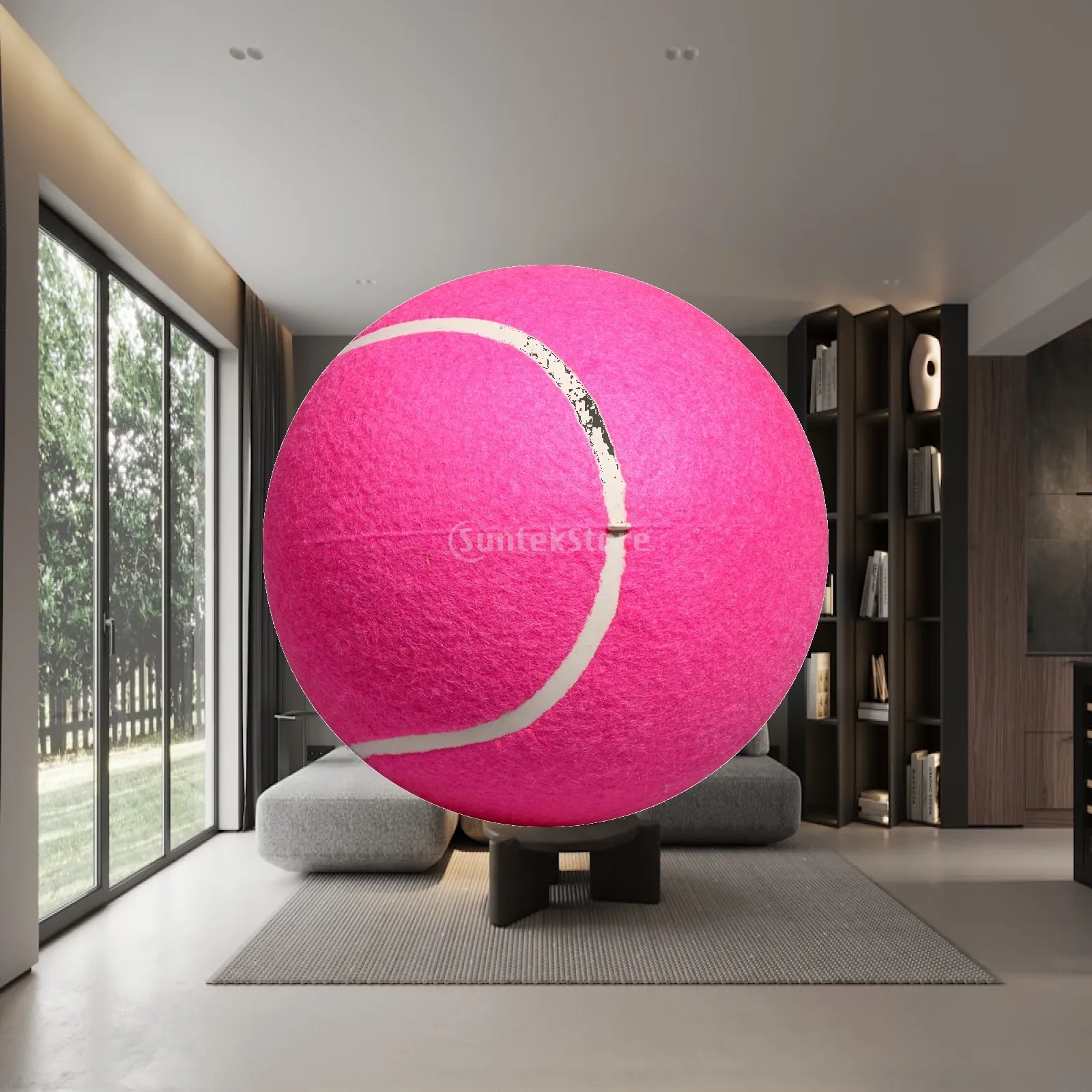 Inflatable Pink Tennis Ball Toy Rubber Felt Giant Size 8 Inch Pet Tennis Ball for Kids Adults Dogs Play and Autograph
