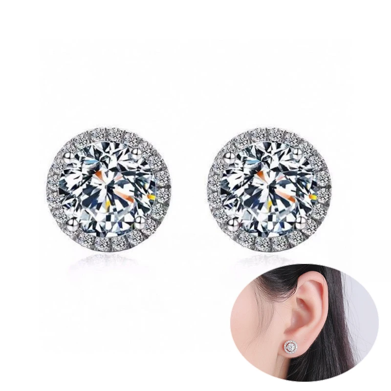 

Apaison Sparkling High Carbon Diamond 925 Sterling Sliver Fine Jewelry Gift Studs Earrings For Woman