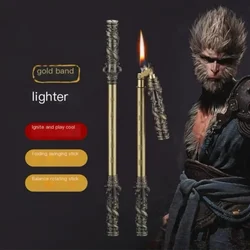 Portable Monkey King Kerosene Lighter Windproof Mini Retro Grinding Wheel Ignition Golden Cudgel Lighters Smoking Gift for Men