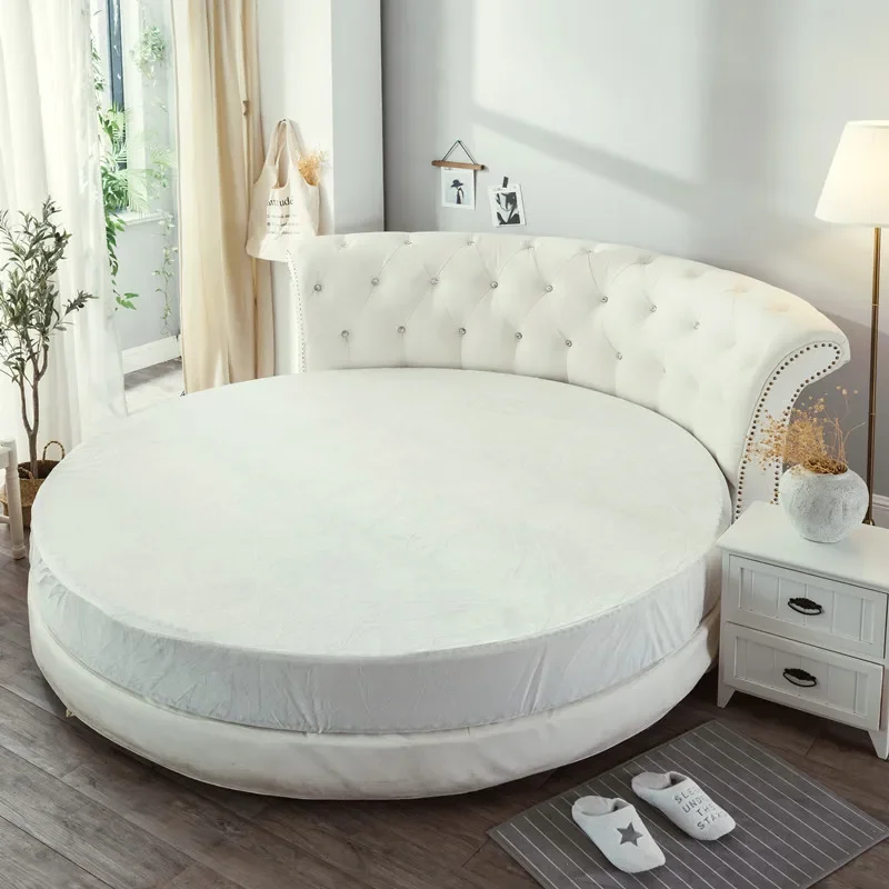 Koraalfluwelen rond bed, eenvoudige kleur fluwelen rond laken, diameter 200 cm-220 cm, flanellen laken zonder kussensloop, winter