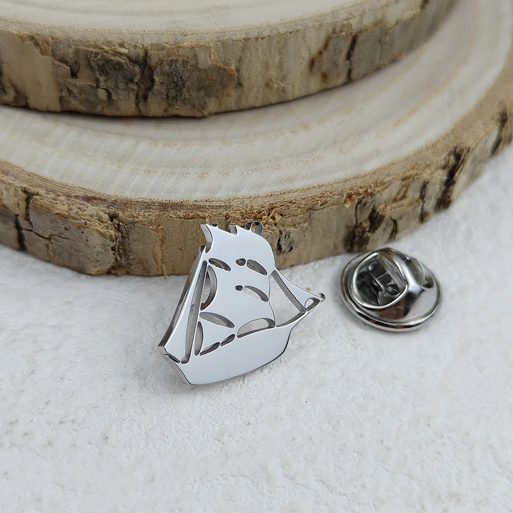 بروش رجالي بتصميم عصري وبسيط من الفولاذ المقاوم للصدأ بإبزيم على شكل فراشة ناعم لقطع المراكب الشراعية #2