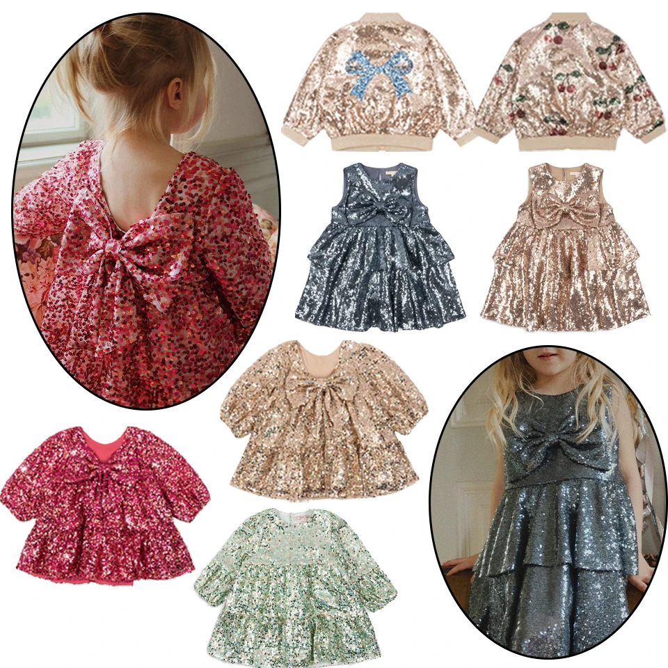 

Сияющая красивая куртка для отдыха для девочек, 2025 KS, платья принцессы с блестками для девочек, детское карнавальное праздничное платье, подарки на день рождения для маленьких детей