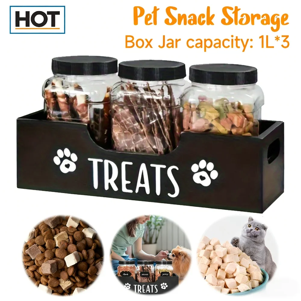 

Large Capacity Wooden Dog Food Storage Container Airtight Treat Bin Transparent Window Multi-Purpose Pet Snack Holder for Gift
