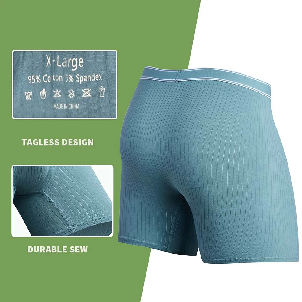 6 adet Set erkek külot saf pamuk uzun bacak baksır şort seksi adam boksörler marka iç çamaşırı çizgili moda erkek Boxershorts