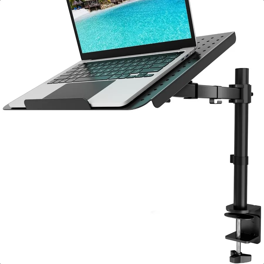 

WALI Laptop Tray Desk Mount for 1 Laptop tebook up to 17 inch Fully Adjustable 22 lbs Capacity with Vented Cooling Platform Sta