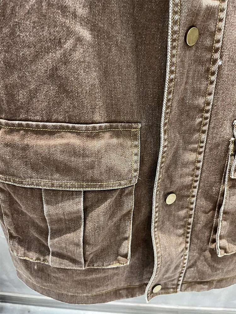 2025秋冬 レディース 本物の羊毛襟 天然グースダウンコート デニムジャケット アウター 高級婦人服ジャケット