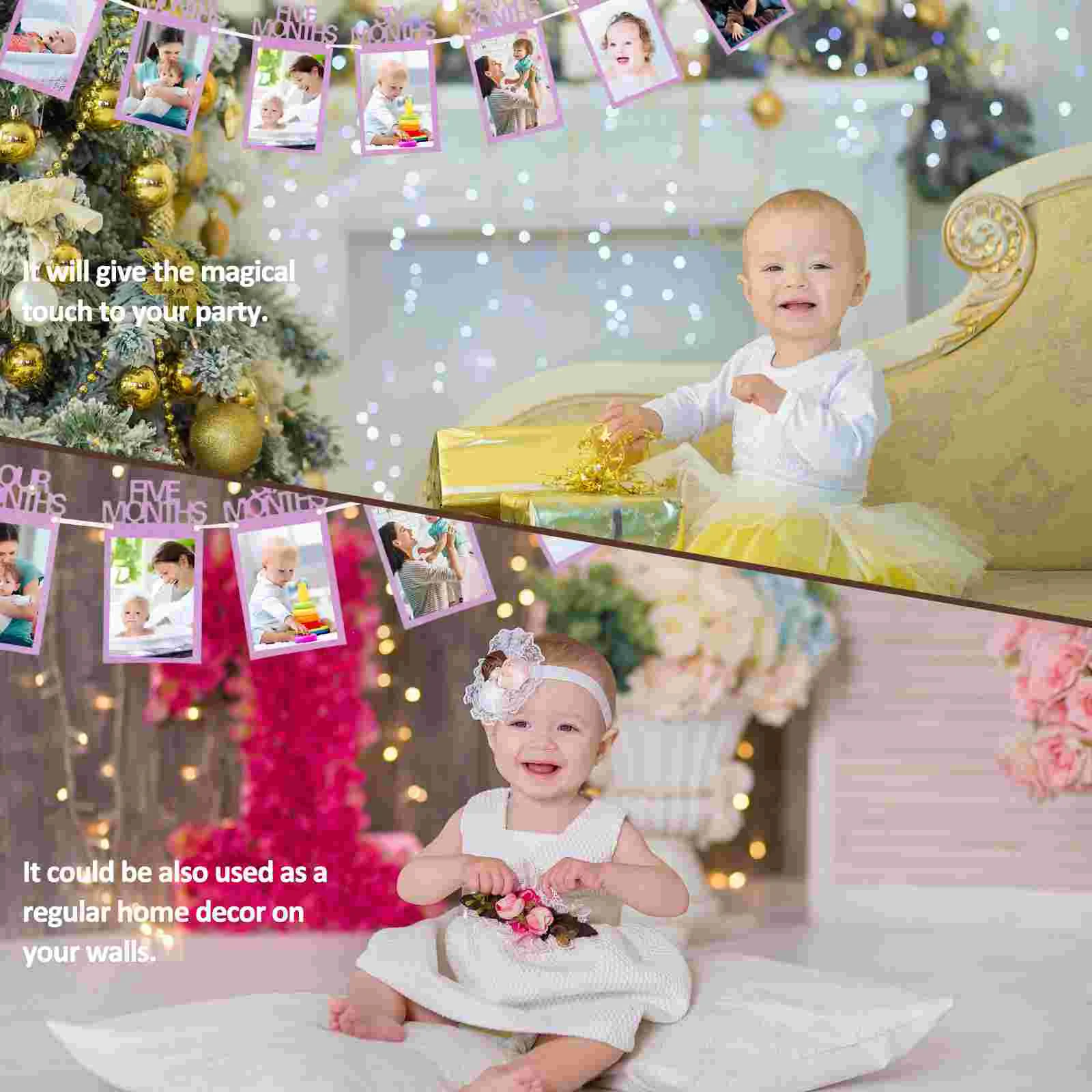 Baby Photo Display Banner Kids Birthday Wall Household First Gift Flag Year Decorations