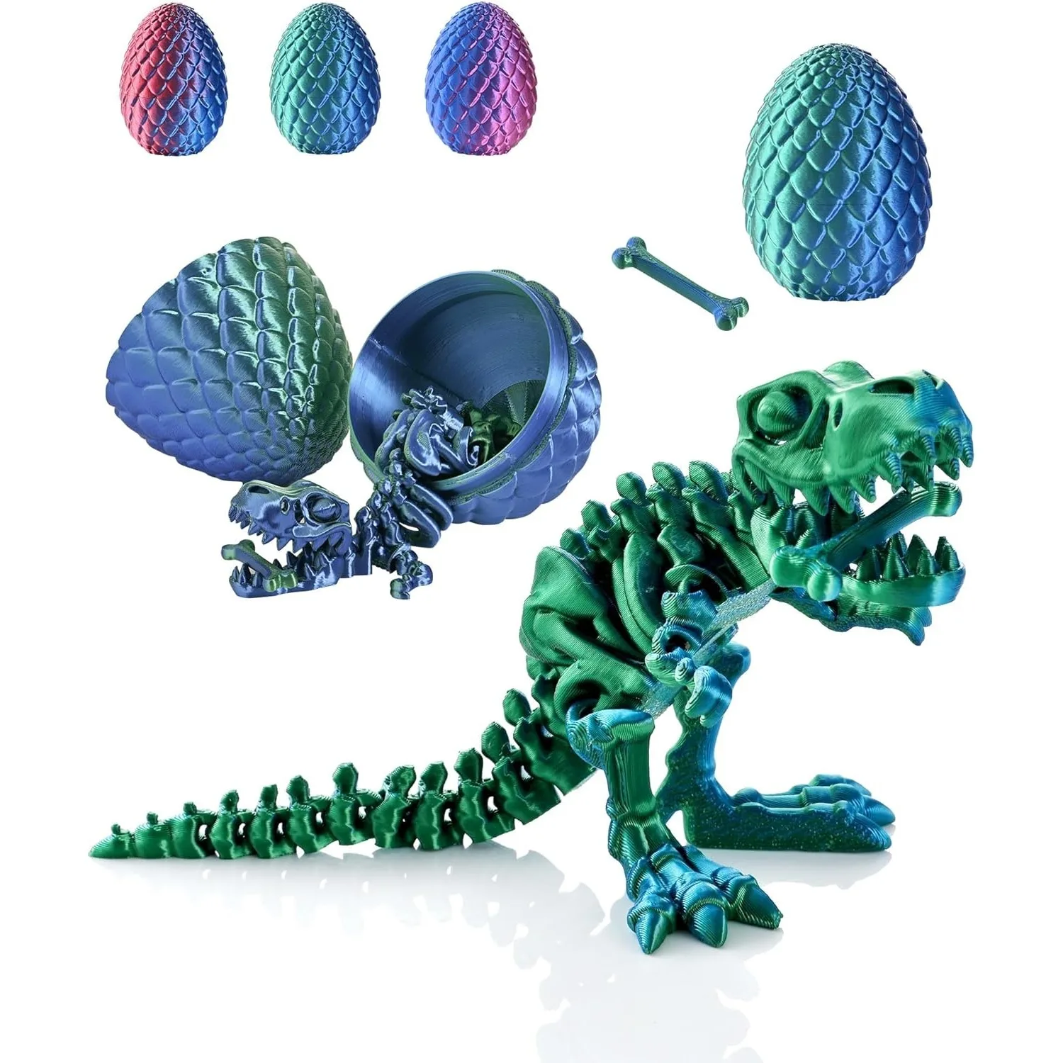 

3D Printed Dinosaurwith Egg, 3D Printed T-Rex for Stress Relief, T-Rex Figurines Fidget Dinosaur
