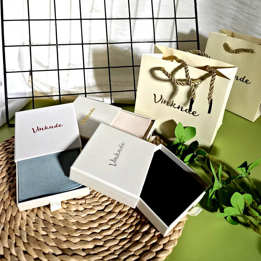 

Microfiber Pouches Box Paper Bag Set Jewelry Packaging Small Bag Personalized Logo Necklace Earrings Rings Drawer Organizer Case