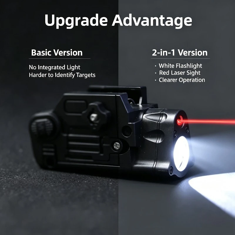 Elegant Minimalist 2-in-1 Auxiliary Light Compact Slim Frame Fit 20mm Rail Colorfast Polished Decor Model