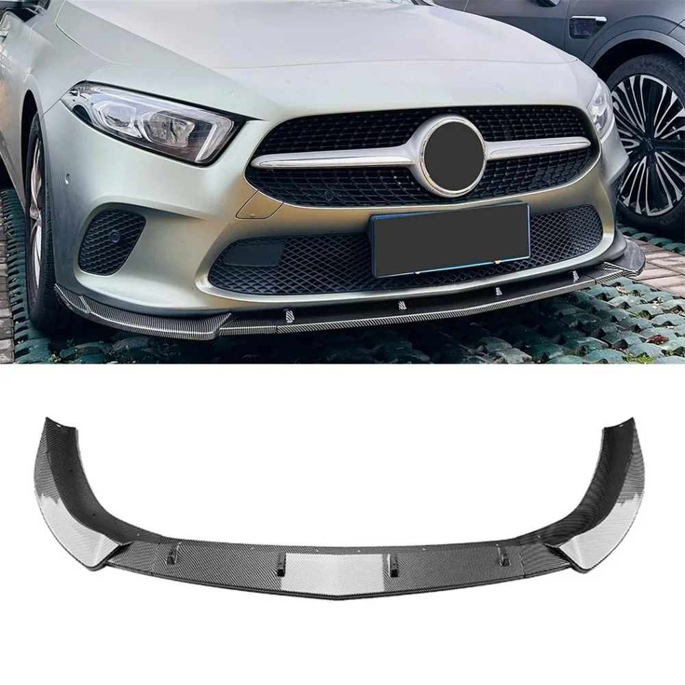 

Car Front Bumper Lip Spoiler Diffuser Splitters Body Kit Aprons Cover Guard Trim For Mercedes-Benz A-Class W177 V177 2018-2022