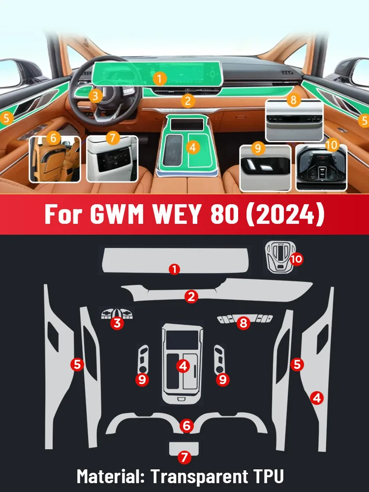 

Auto Central Control Screen TPU Navigation Anti Scratch interior Protection Film GPS Navigation For GWM WEY 80 2024 Accessories