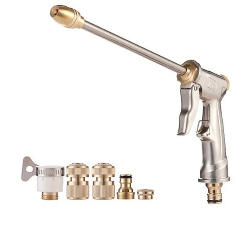 Powerful Booster High Pressure Car Wash Gun Metal Large Flow Nozzle Multifunctional Household Washer Tool for Car & Floor Cleani