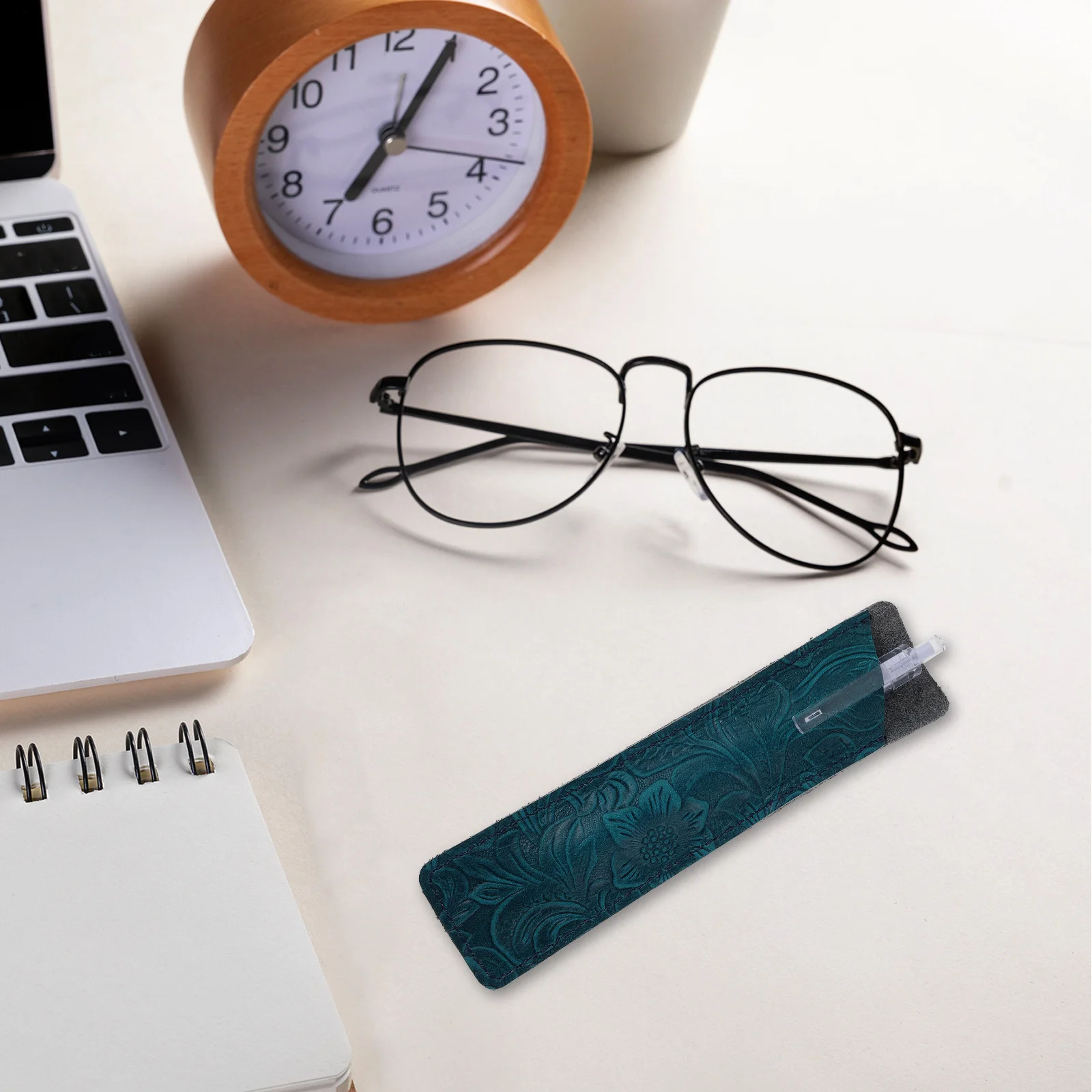 

Pen Protective Bag Vintage Pen Holder Easy to Insert Remove Pens Practical Office School Use Pouch Gift Blue