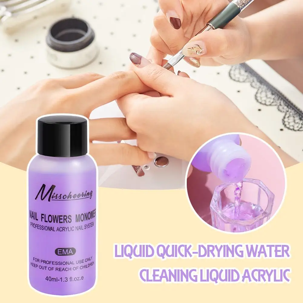 40ml Nail Crystal Acrylic Liquid Monomer Nails Art Extension Carving Tool Quick Liquid Nail Water Cleaning Dry Extending Ar L5U8