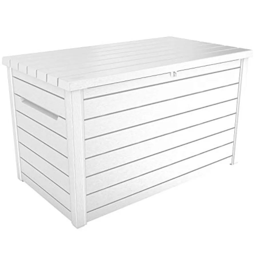 

XXL 230 Gallon Deck Storage Box for Outdoor Patio Use White Color Durable WeatherResistant Container with Secure Locking Lid Id